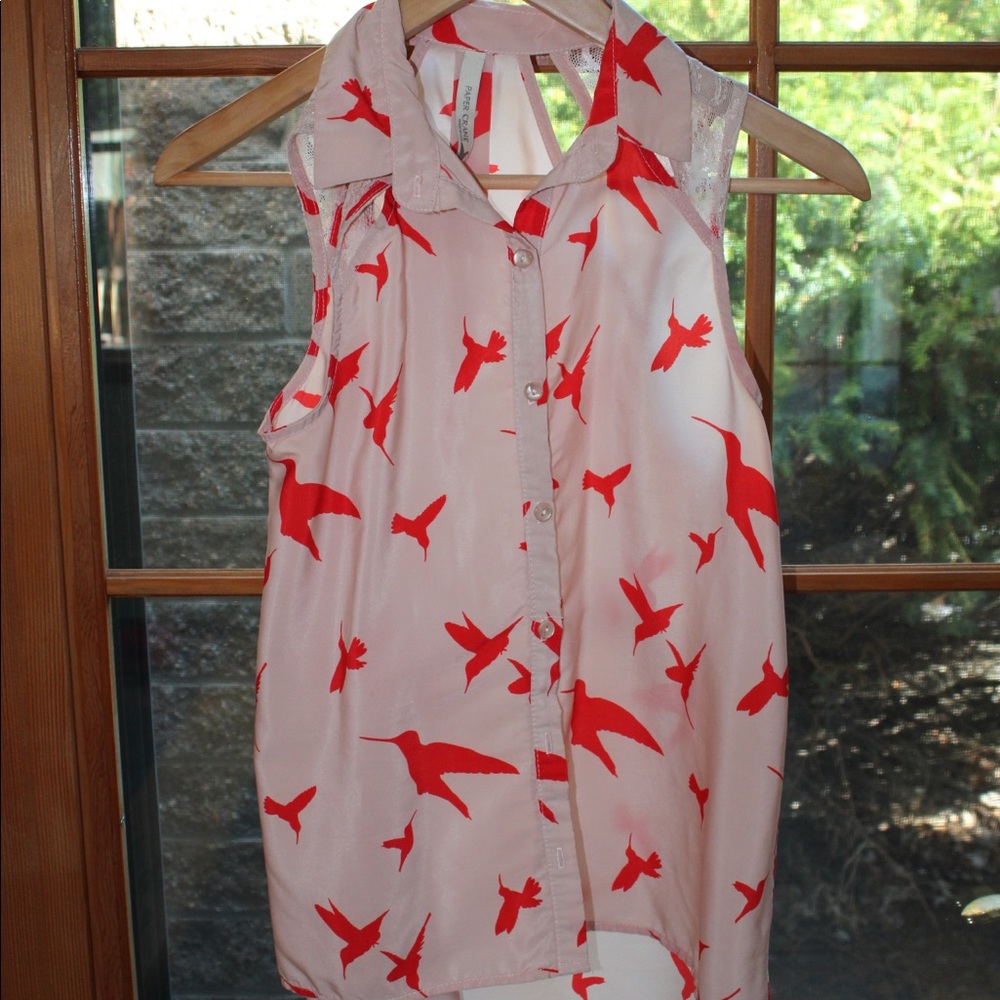 Anthropologie Paper Crane Hummingbird Top Sz Small